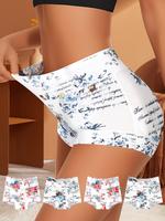 QUASTl 4-Piece Set High-Waisted Women's Fashion Panties - Soft,Breathable, Skin-Friendly Fabrics Multi-Color Pattern Design,C...