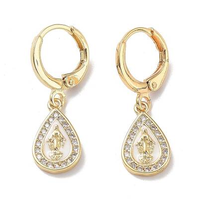 Real 18K Gold Plated Brass Dangle Leverback Earrings