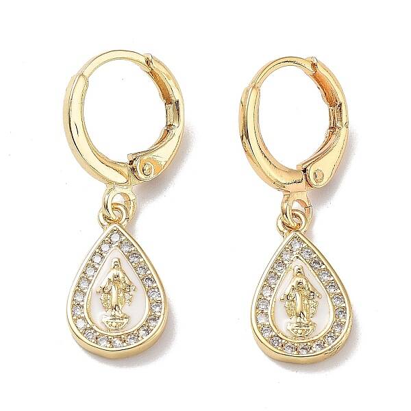 Real 18K Gold Plated Brass Dangle Leverback Earrings