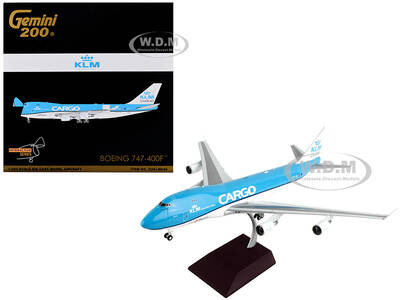 Boeing 747-400F Commercial Aircraft KLM Royal Dutch Airlines Cargo Blue with White Tail Gemini 200 - Interactive Series 1/200...