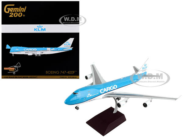 Boeing 747-400F Commercial Aircraft KLM Royal Dutch Airlines Cargo Blue with White Tail Gemini 200 - Interactive Series 1/200...