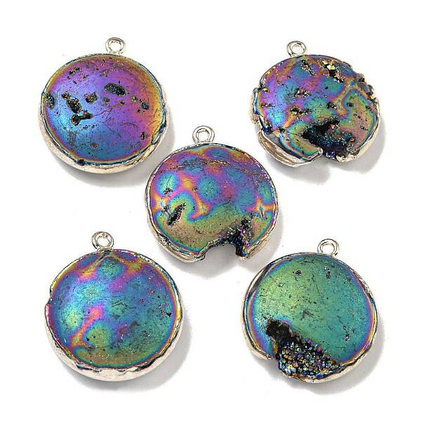 Electroplated Natural Druzy Agate Pendants