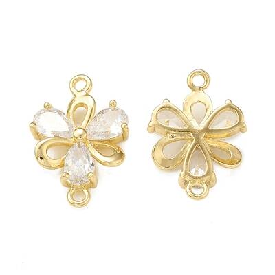Brass Clear Glass Connector Charms