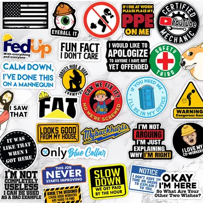 Funny Hard Hat Stickers Pack - Hilarious Stickers For Blue Collar Workers, Perfect for Helmets, Toolboxes... Bold Humor Stick...