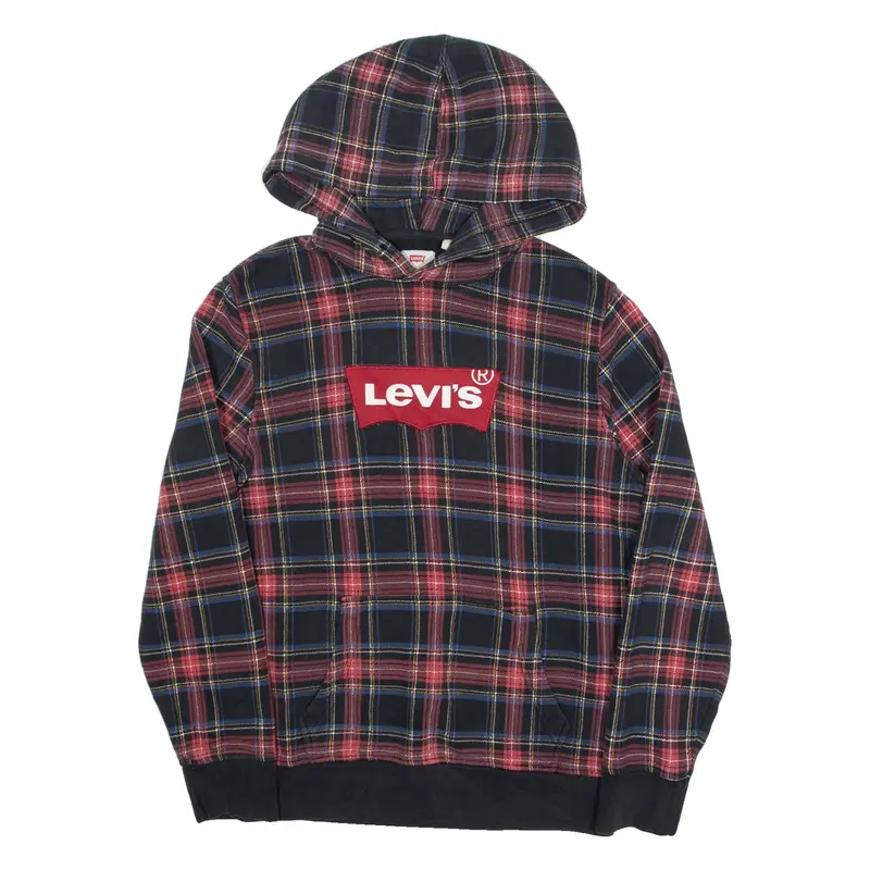 LEVI'S Check Mens Black Hoodie S