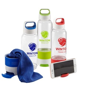 100 Custom Hydra Chill Water Bottle w/Cooling Towel - Tritan & BPA ...