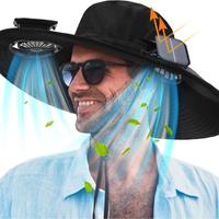 GALEN New Solar Fan Outdoor Fishing Hat-Solar Sun Protection Sun Hat with Fan Solar Fan Hat Dual Power Supply Fan Outdoor Fan