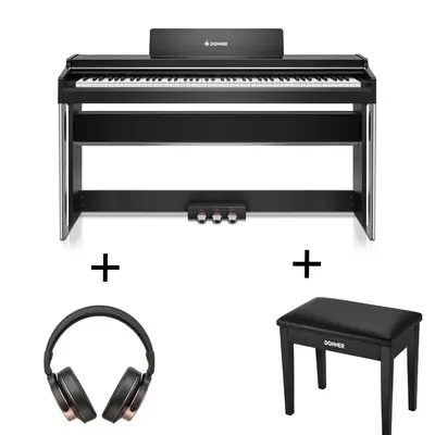 Donner DDP-200PRO Digital Piano with Touchscreen - Black / Piano+Bench+Headphones