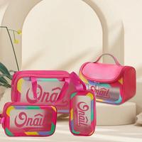 ONAIL Colorful Women's Travel Toiletries Bag 4-Piece Set with Handle, Large Capacity Translucent Waterproof Travel Cosmetic B...