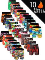 Random Color Men's Graphic Print Boxer Brief, Casual Comfy Breathable Stretch Boxer Shorts for Daily Wear, Boxers for Men, Me...