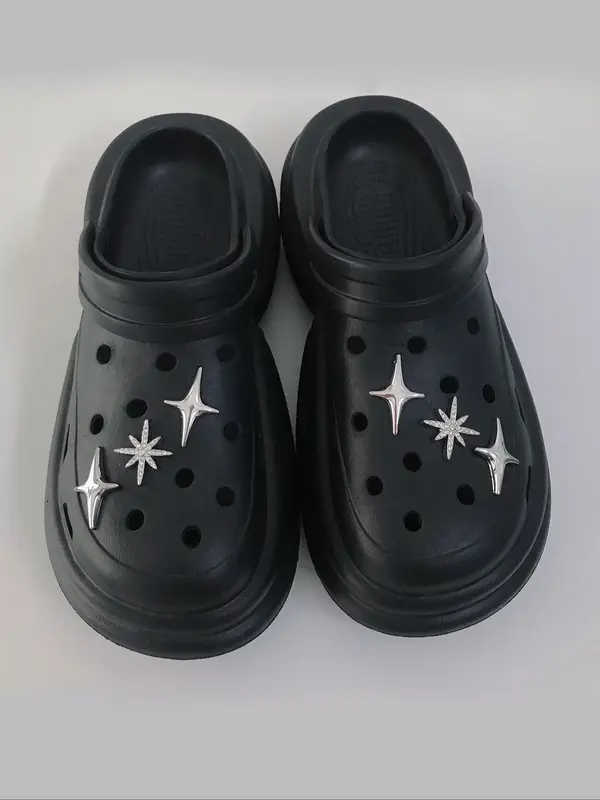 Star Shaped Rhinestone Decorated Shoe Charms, Fashionable Novelty Shoes Decorations for Clogs, Shoes DIY Accessories for Wome...