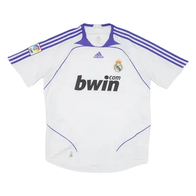 ADIDAS Mens Real Madrid Football Shirt Jersey White L