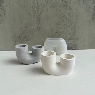Double Column U-shaped DIY Candle Holder Silicone Molds