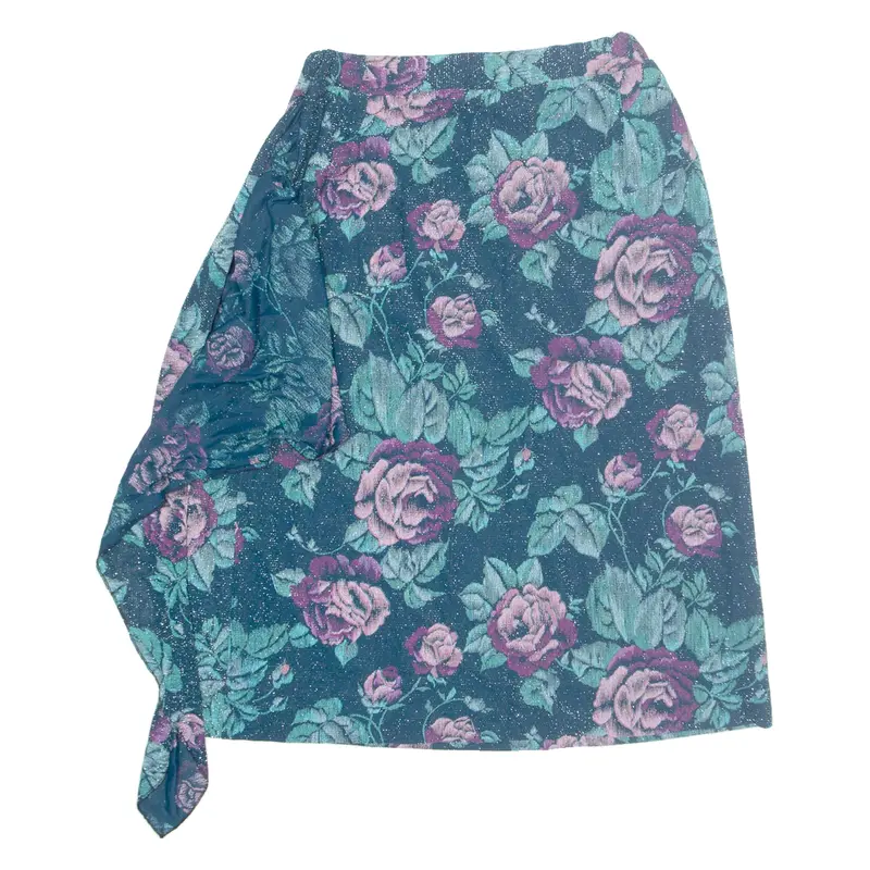Womens Straight Skirt Green Midi Floral XXS