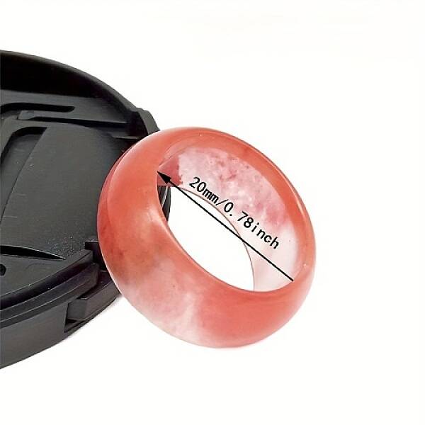Synthetic Cherry Quartz Glass Plain Band Rings