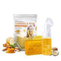 Turmeric Cleaning and Care Three Piece Set, Turmeric Cleaning Soap, Turmeric Cleansing Mousse, Turmeric Makeup Removal Towel,...