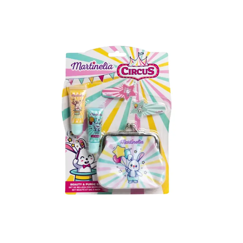 Martinelia Circus Beauty & Purse set for kids 3+ hair clip 2pcs + lip gloss 2pcs + coin purse for kids