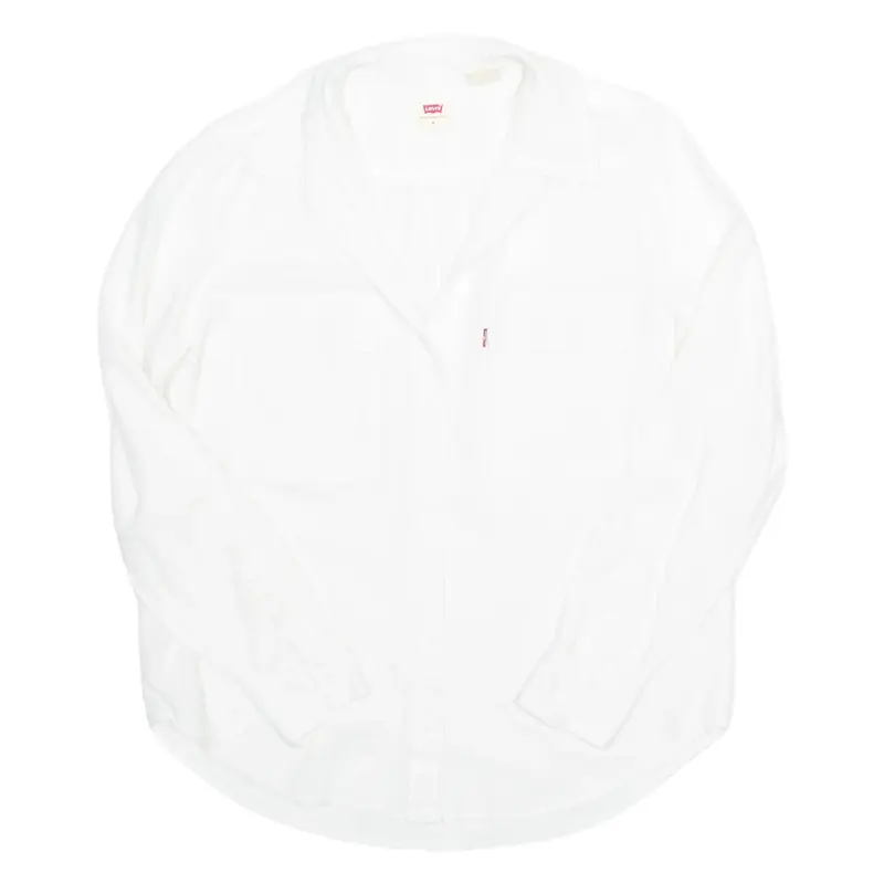LEVI'S Womens Plain Shirt White Linen Long Sleeve S