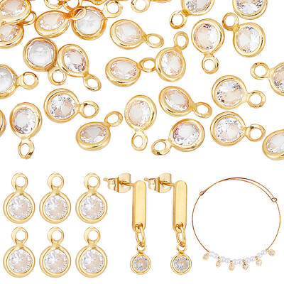 50Pcs Clear Cubic Zirconia Charms