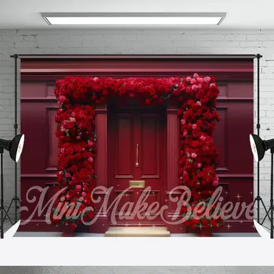 Deep Red Roses Square Door Wall Floral Backdrop - Aperturee