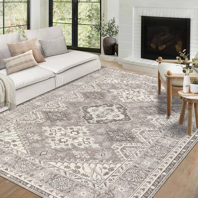 Garvee Boho Oriental Vintage Tribal Non Slip Washable Area Rug for Living Room and Bedroom, Stain Resistant Design for Dining...