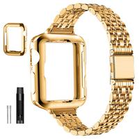 Women's Watch Band & Soft Protective Case & Tools (1 Set), Stainless Steel Watch Band, Compatible with Apple Watch Series, Sm...