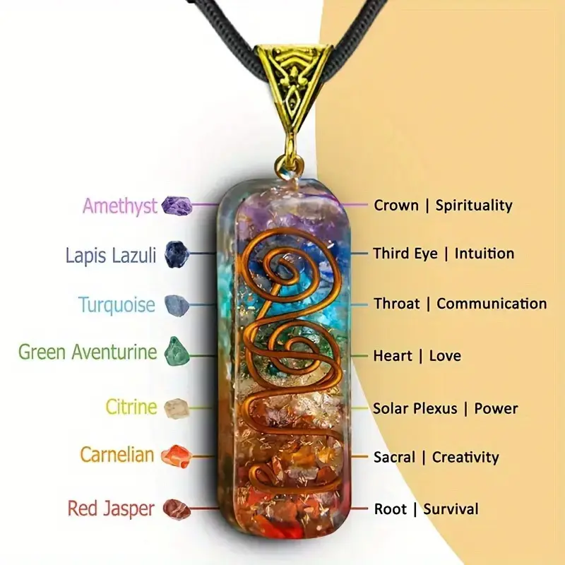 7 Chakra Pendant Necklace Natural Healing Crystal Gorgeous Stone Gemstone Jewelry Energy Love Girlfriend Boyfriend Souvenir V...