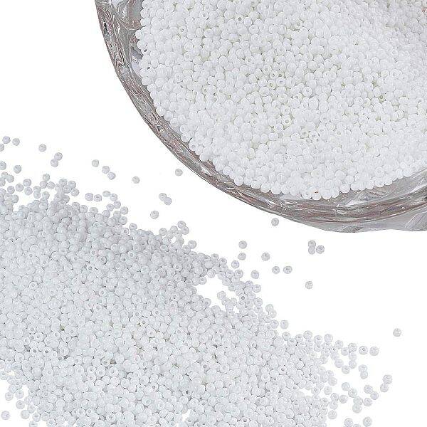 FINGERINSPIRE 11200pcs 12/0 Glass Seed Beads Opaque Color (White) Loose Beads 2mm Pony Beads for DIY Craft Bracelet Necklace ...
