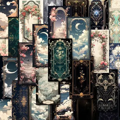 Baroque Style Card, 46pcs/set Waterproof Removable PVCĀ Sticker, Personalized Waterproof Sticker for Laptops, Mobile Phones, ...