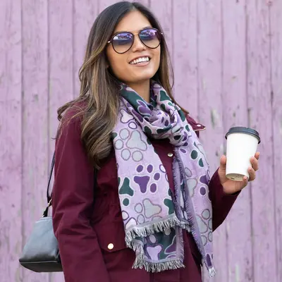 Dancing Paws Jamawar Scarf - Blue