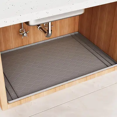 Silicone Under Sink Mat, Kitchen Sink Mat, Shelf Liner and Cabinet Protector, Waterproof Bathroom Tray, Home Organizer, Splas...