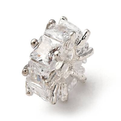 Brass Micro Pave Clear Cubic Zirconia Beads