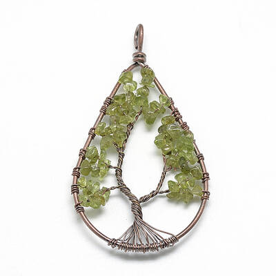 Natural Chip Olive Quartz Big Pendants