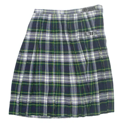 RALLY KLOD Womens Pleated Skirt Green Midi Wool Check L