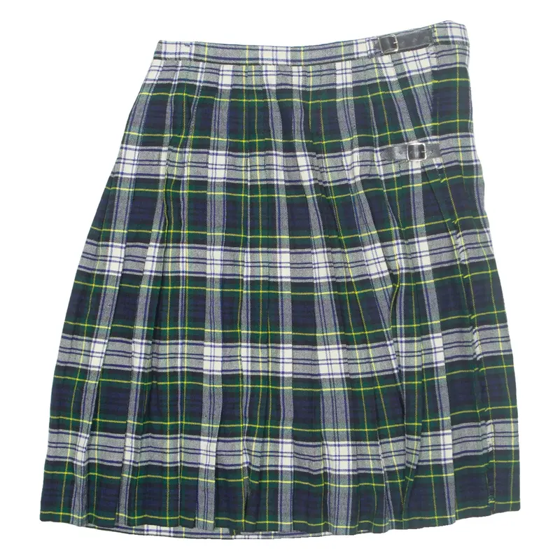 RALLY KLOD Womens Pleated Skirt Green Midi Wool Check L