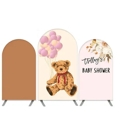 Aperturee Teddy Bear Theme Balloons Baby Shower Arch Backdrop Kit | Custom Arched Wall Covers | Circle Arch Backdrop Diy | Di...