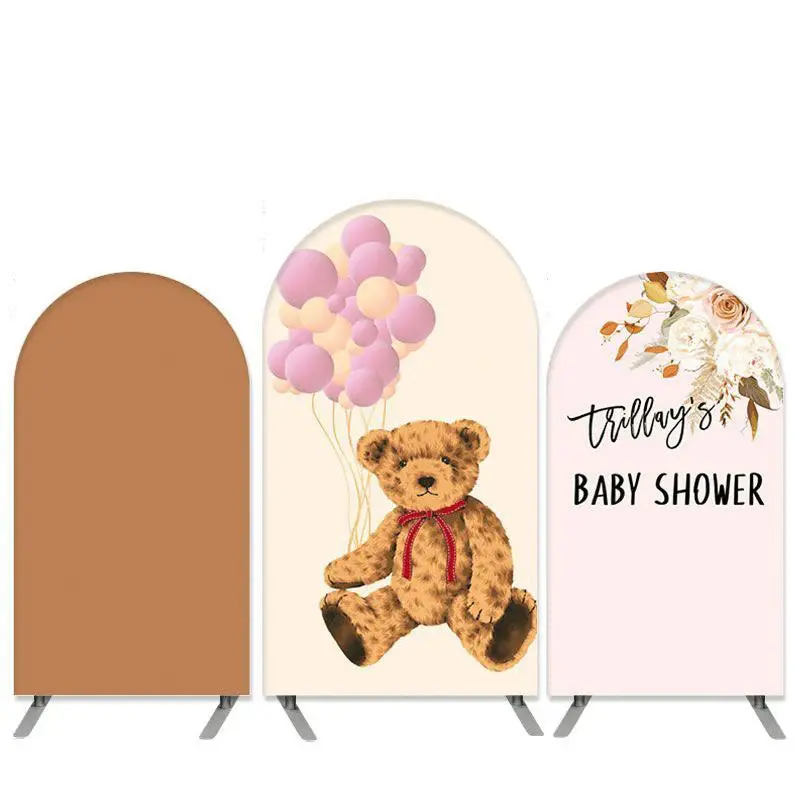 Aperturee Teddy Bear Theme Balloons Baby Shower Arch Backdrop Kit | Custom Arched Wall Covers | Circle Arch Backdrop Diy | Di...