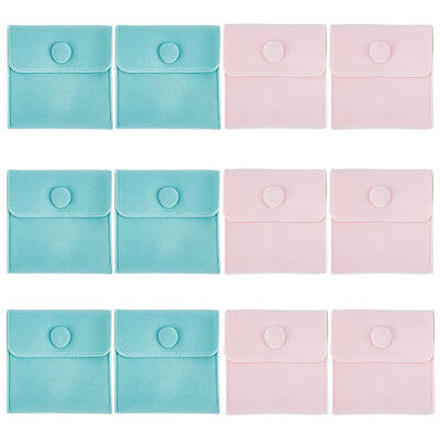 12Pcs 2 Colors Square Velvet Jewelry Bags