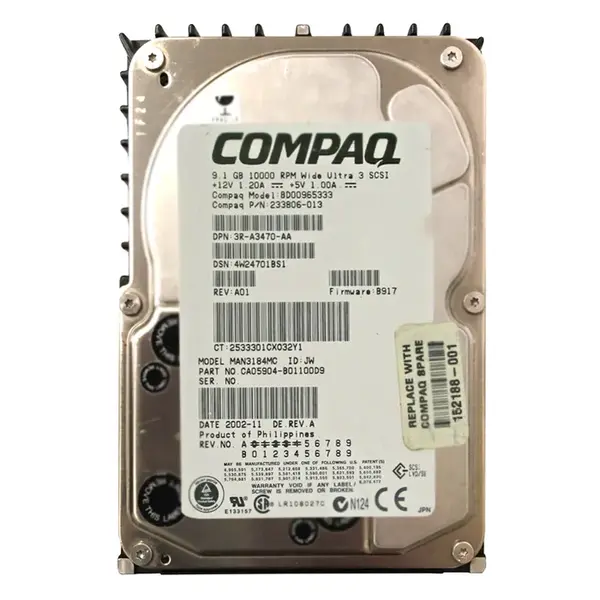 152188-001 HP 9.1GB Ultra-160 SCSI 10000 1-inch Hard Drive