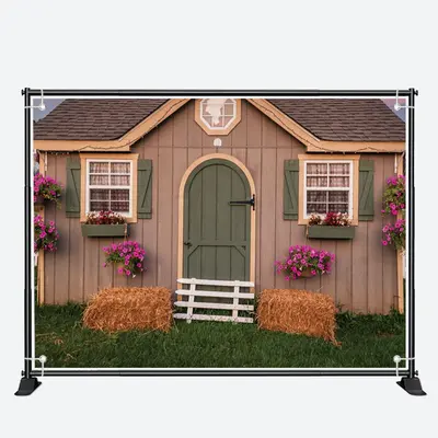 Green Grass Wood Farm House Architecture Backdrops - Aperturee