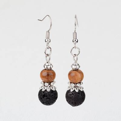 Natural Lava Rock Dangle Earrings