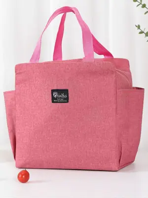 Solid Color Letter Label Lunch Bag, Portable Insulated Lunch Bag for Daily Use, Large Capacity Picnic Bag for Men & Women, Pe...