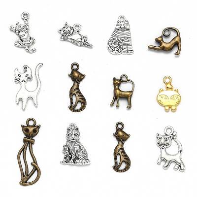 Kitten Theme Tibetan Style Alloy Pendants