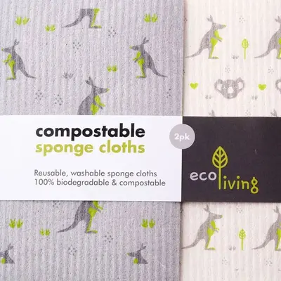 Compostable Sponge Cleaning Cloths | Size: 2 Pack | Color: Kangaroo