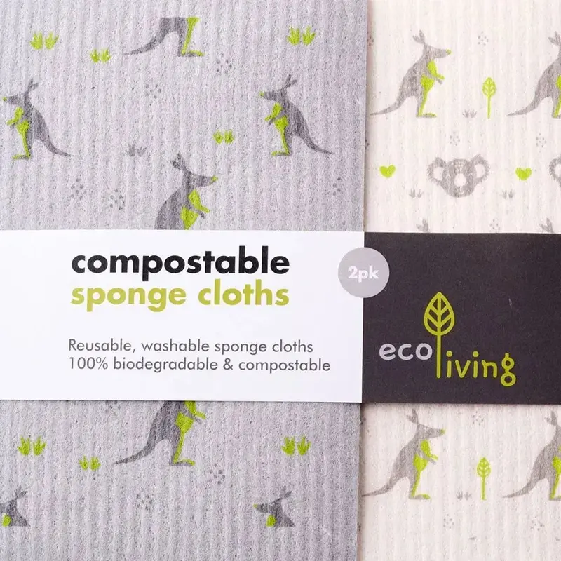 Compostable Sponge Cleaning Cloths | Size: 2 Pack | Color: Kangaroo