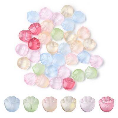 35Pcs Transparent Spray Painted Glass Beads