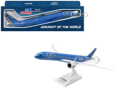 Airbus A350-900 Commercial Aircraft ITA Airways Blue with Striped Tail (Snap-Fit) 1/200 Plastic Model by Skymarks