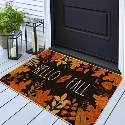 Thanksgiving Maple Leaf Area Rug, Durable Non-Slip Low Profile Carpet for Entryway Kitchen Living Room Dining Room Holiday De...