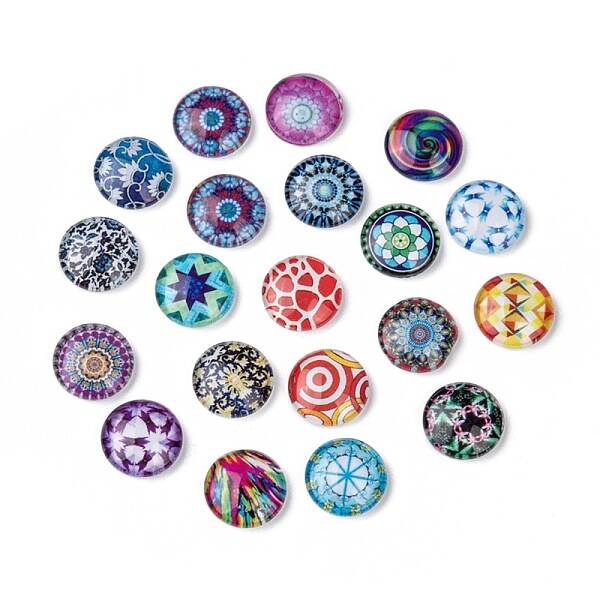 Mosaic Printed Glass Half Round/Dome Cabochons