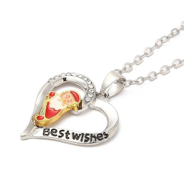 Heart with Word Best Wishes Zinc Alloy Pendant Necklaces for Christmas